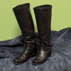 Frye Black Tall Pull-on Leather Boots